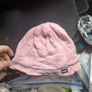TruFlirt Kids Pink Knit Beanie with Gray Trim